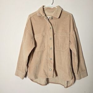 Levi’s Blush Pink Peach Corduroy Shacket Oversized Jacket Button Zip Small